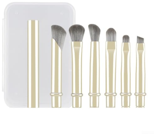 Travel Ready - Juego de 6 brochas de maquillaje con detalle corrector de cejas y pinceles para sombra de ojos para resultados consistentes (dorado)