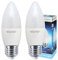 2 x 7w High Power LED Candle Light Bulb E27 Cool White 6000k Opaque Cover