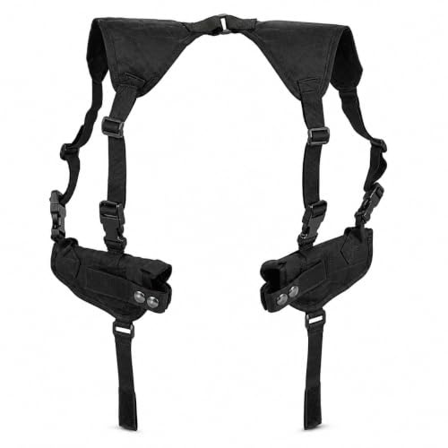 Uteruik Doppel-Schulterholster, schwarz, Links oder rechts verstellbar | Zwei modulare Holster, gepolsterte Schultern, verstellbare Gurte, Gürtelschlaufen, Druckknöpfe, 19,5 cm, 275 g