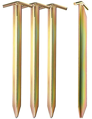 com-four® 4X Zelt-Heringe aus Stahl - Lange und robuste Erdnägel mit T-Profil für Camping und Outdoor - ideal für normalen und harten Boden