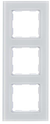 REV Optima, 3-fach Rahmen aus Glas Steckdose, Serienschalter, Wechselschalter, weiss