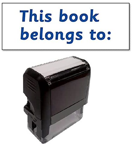 This Book Belongs to Library Reading Pre Inked School Stamper Stamp 38x15mm Primary Teaching Services (Blue)