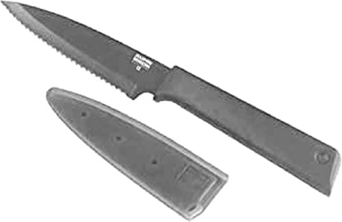 KUHN RIKON COLORI+ Rüstmesser gezackte Klinge, 19,5 cm, grau | Ultrascharfe Klinge aus rostfreiem japanischem Edelstahl
