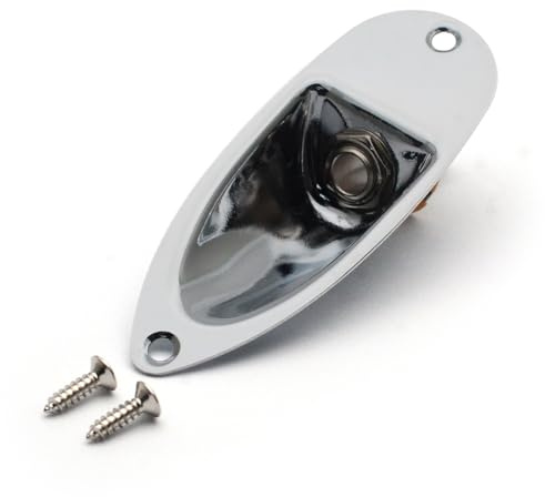 SAPHUE Guitar Input Jack Socket Plate Output Loaded Boat Style 1/4 Inch with Screws for Fender Stratocaster Strat St Mono Electric Guitar for Electric Guitar Replacement Parts（Chrome）