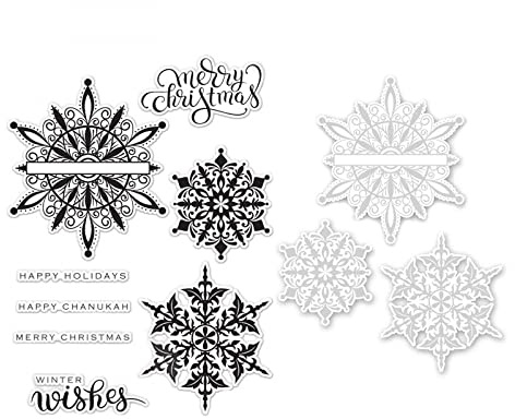 Schneeflocken-Weihnachtsformen und Stempel-Sets für die Kartenherstellung DIY Scrapbooking Frohe Weihnachten Worte Transparenter Silikonstempel für die Papierherstellung Prägeschablone Stanzschablone