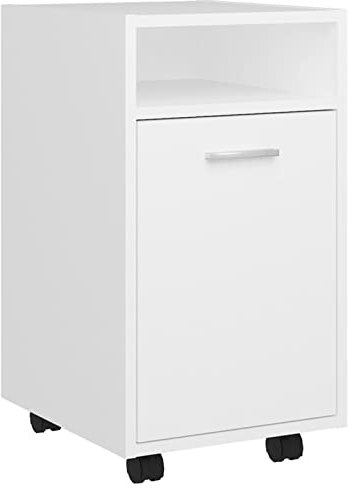 Susany Sidoskåp med hjul rullcontainer kontorsskåp kontorsbehållare stående skåp skrivbordsbehållare spånskiva vit 33 x 38 x 60 cm