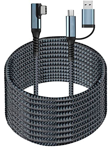 SUMPK Cavo di collegamento VR 6m compatibile per Oculus Quest 2, USB 3.2 Tipo C a C 5Gbps trasferimento dati ad alta velocità e cavo di ricarica veloce per cuffie di realtà virtuale e PC Gaming