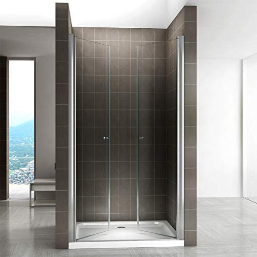 GINA Porte de douche H. 180 cm largeur réglable 88 à 92 cm verre transparent