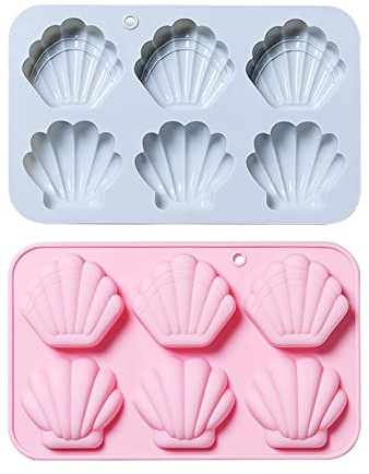 CANDeal Madeleines Baking Tray, Set of 2 Madeleine Tray, Madeleine Baking Mould, Non-Sticky Silicone Madeleine Mould,6 Hole Cake Mould for Cake/Chocolate/Candy/Biscuits