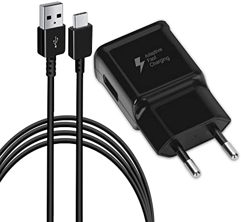 Adaptateur de Charge USB avec Fonction de Charge Rapide, avec Câble de Charge 1,5M pour Samsung Galaxy S10/S9/S8/S10e/S10+/S8+/S9+/Note 8 9 10 20/S22/S21/S21+/S21 Ultra/S20/Z Flip3/A30/A53