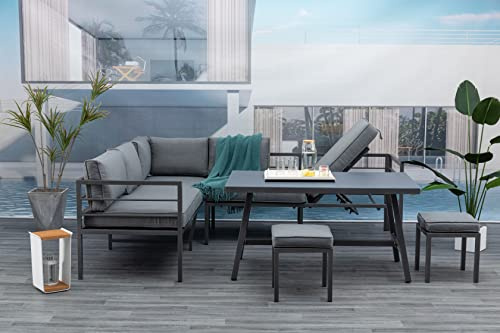 Gardissimo Lima 3 in 1 Aluminium Dining Eck Lounge Set Hoch | Flexibel einsetzbar, Rechts und links verwendbar