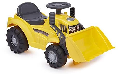 Ecoiffier- Escavatore cavalcabile, 7600000497, 12-36 mesi, colore giallo, ruote dentate, con portaoggetti, made in France