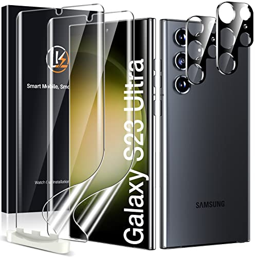 LK TPU Schutzfolie für Samsung Galaxy S23 Ultra, mit 2 Panzerfolie und 2 Kameraschutz, Blasenfreie Weich TPU Folie 5G, HD Vollständige Abdeckung