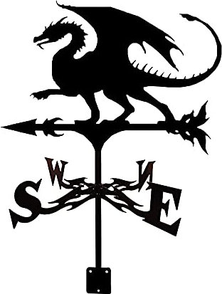 Wetterfahne, Bär, Traktor, Drachenform, Edelstahl, Wetterfahne, Wetterhahn, Richtungsanzeiger, Gartenpfahl, Kunstdekoration für Terrasse, Hof, Ornament, Dekoration (Drache)