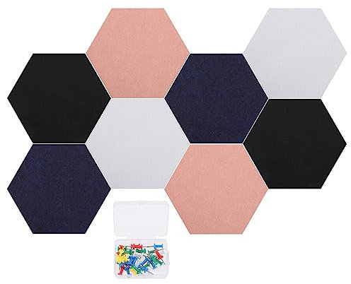 STOBOK 8 Pièces Tableau Photo Décoratif Mural Hexagonal Tableau Affichage Feutre Et Liège Mémo Autocollant Pour Messages Et Affichage De Photos