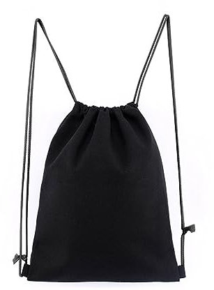 IOFIT Baumwoll-Rucksack mit Kordelzug, Turnbeutel, Canvas Cinch Sport Pack for Männer und Frauen (Color : Svart, Size : 34 * 39CM)