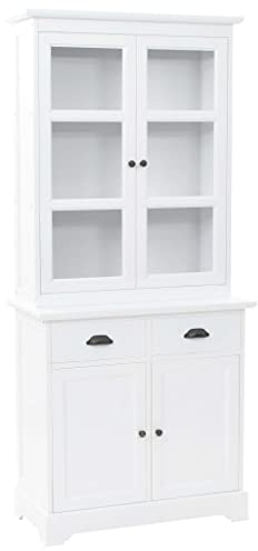 ULUYYUC Badschrank beistellschrank mehrzweckschrankVitrinenschrank Anrichte mit 4 Türen MDF Kiefer 80x40x180 cmGeeignet für Arbeitszimmer, Schlafzimmer, Wohnzimmer