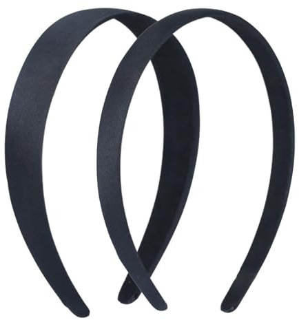 GOOMICK 2 Stück Satin-Stirnbänder 1,5/2,5 cm breit hartes Kopfband modisches solides Stirnband rutschfest einfarbig Haarbänder DIY-Haarschmuck für Frauen Mädchen (Schwarz)