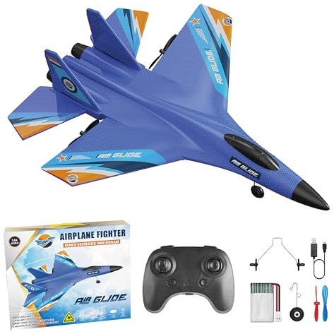 AirGlide Avion de Chasse Télécommandé SU-35 - Jouet pour Enfant - Nez Anti-Collision Incassable - Avion Rc radiocommandé Flexible et Indestructible - Planeur Facile à Piloter 2,4 GHz - 300m de portée