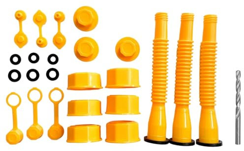 Bvizyelck Ölkannenauslauf Ersatz – versiegelte Öltankdüse – (3 Kit-gelb) Ölkannendüse geeignet für die meisten 1/2/5/10 Gallen-Ölkannen, flexibler Ölauslauf-Ersatz, Ölkannenausgießer