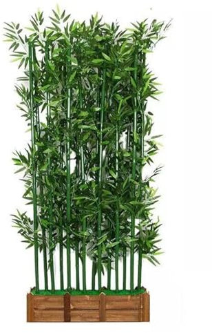 Künstliche Bambus-Sichtschutzwand mit Holztopf, ideal für Zuhause oder Büro, Dekoration, 80 x 150 cm, für den Innen- und Außenbereich