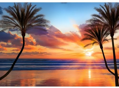 BOWETILE 5D Diamond Painting Bilder Landschaft, Strand Diamond Painting Set für Erwachsene und Kinder, Komplettes DIY Diamond Art Malen Stickset für Kreuzstichbilder, Wohnkultur 40x30 cm
