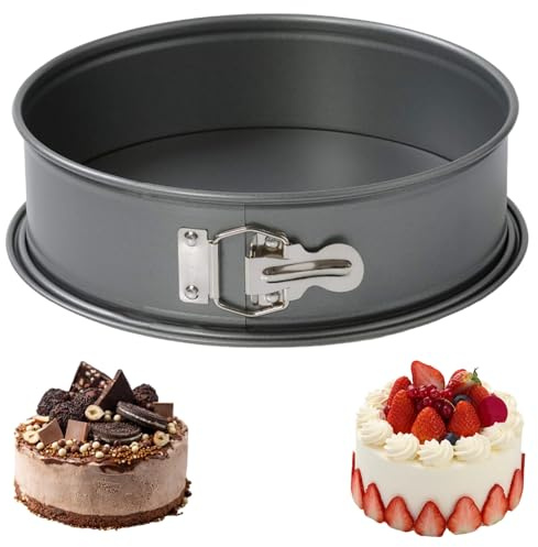 HQILRRA Moule à Gàteau Rond,Moules à Charnière à Fond Amovible,240 mm x 220 mm x 65 mm de Profondeur,Moule à Manqué rond, étanche, pour Gâteaux au Fromage Pizzas Quiches
