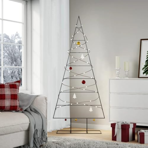 Gecheer Metall-Weihnachtsbaum für Dekorationen Christbaum, Platzsparend DIY Dekoration, Weihnachtsschmuck Weihnachtsdeko,Schwarz 180 cm
