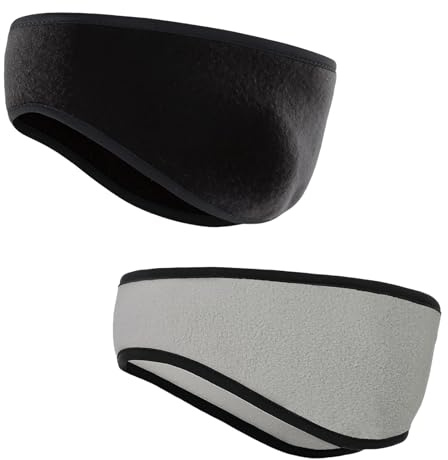 Yuqilin 2 Pièces Bandeau de Sports, Hiver Bandeau Anti Transpiration Oreille, Cache Oreille Femme D'hiver Pour Cheveux Anti Transpiration,pour Yoga Cyclisme Fitness(Noir Gris)