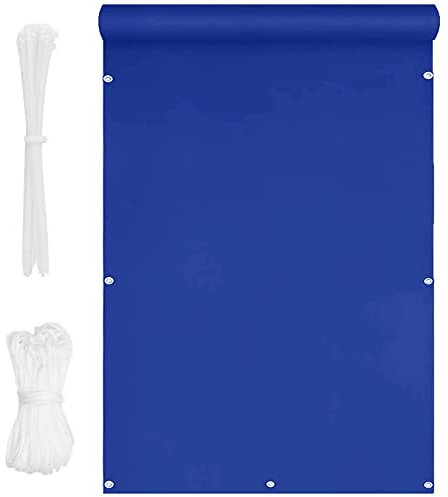 Balkon-Sichtschutz, 1,3 x 3 m, wetterbeständig, Windschutz, Zaun für Hof, Rasen, Pergola, Terrassendielen, Pool, leicht zu reinigen, hohe Sichtbarkeit, blauer Bildschirm