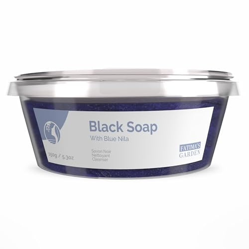 Fatima's Garden Blaue Nila Schwarze Seife - Glättende Hammam-Reinigung, 150g