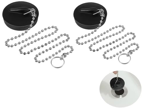 Yeenano Tappo per Lavello,2 PCS Tappo Universale Scarico Lavandino,Tappo Vasca Bagno con Catena in Acciaio Inox,per Lavello da Cucina,Bagno,Cucina e Casa(Misure da 42 mm a 45 mm,Catena da 45 cm)