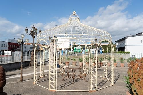 Biscottini Cenador exterior resistente 400 x 390 x 400 cm – Carpa 4 x 4 de hierro forjado robusto – Cenador de jardín de estilo vintage – Carpa de jardín – Carpa octogonal