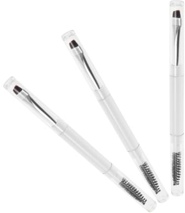 KAILIKETIY 3 Piezas Brocha De Maquillaje Portátil De Doble Punta Juego Brocha Plana Correctora Para Sombras De Cejas y Para Laminación De Cejas y Maquillaje De Pestañas