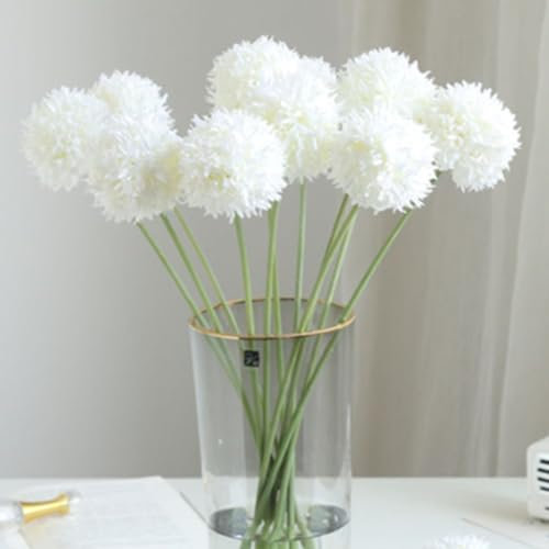 Fiori artificiali fiori artificiali crisantemo palla bouquet di fiori, 12 pezzi fiori artificiali dente di leone palla bouquet per sposa stelo singolo per bouquet casa giardino decorazione piante