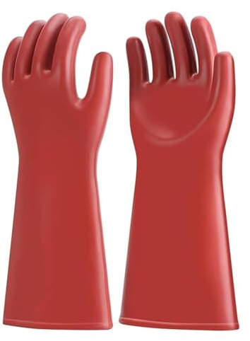 Guantes Electricista Aislante, Class 00 10kv Guantes Aislantes DieléCtricos Electricos Guantes Trabajo De Goma Impermeables, Extendidos Guante De Trabajo ProteccióN Electricistas, Rojos