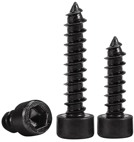 Metric Hex Socket Self-Tapping Screws, SS304 Whitewashed, Grade 8.8 Carbon Steel Cheese Head Hexagonal Screws for Metal & Wood, Grade 8.8 Black Zinc, M5 x 10mm (20Pcs)