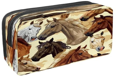 VAPOKF Trousse à crayons avec fermeture éclair pour garçons et filles, fournitures scolaires et de bureau, cheval animal, multicolore, 2.3x8.2x3.9in/6x21x10cm, Trousse à crayons