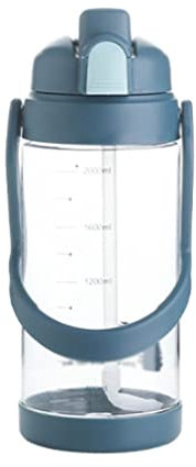 Bottiglia Acqua 2L Bottiglia d'acqua di grande capacità con bottiglie d'acqua sportive all'aperto di paglia for ragazze Bottiglia for ragazzi Bottiglia da scuola portatile Borraccia Palestra(D-dark bl