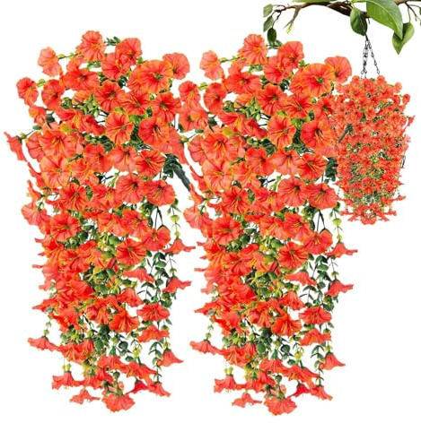 Eventerde Falsk petunia, petunia konstgjorda blommor realistiska, 2 x inomhus utomhus falsk petunia, väderbeständig UV-resistent simulerade färgglada växter för trädgård fönsterlåda, kruka