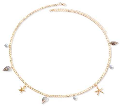GGUFAY Collar De Cintura De Estrellas De Mar Y Conchas Para Mujer, Joyas De Verano Para La Playa, Ajustables, Ajustable, CinturóN Exquisito Del Boho Para El Vestido De Los Pantalones Vaqueros