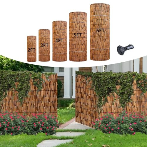 MZQMK Pantalla De Caña For Jardín Paneles De Pantalla De Privacidad para Patio Valla Decorativa De Caña For Balcón, Valla De Valla De Jardín, Valla De Bambú(0.61x5m/2x16.4ft)