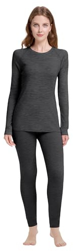 Woolcano Set Termico Donna in Lana Merino 100%, Intimo Termico, Strati Base per Sci, Escursionismo, Sport Invernali, M