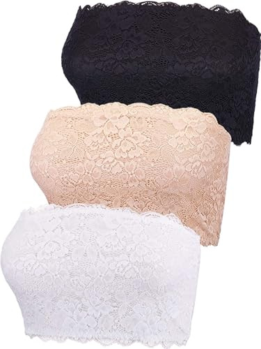 zidiau Dam Bandeau BH sport yoga sömlös trådlös vadderad axelbandslös BH, Spets BH (ingen vadderad), XXL