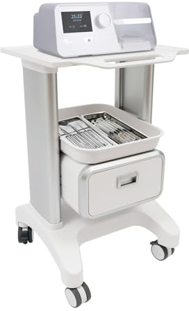 Medizinischer Rollwagen mit 2 Tabletts 1 Schublade 4 Lenkrollen 100 kg Tragkraft