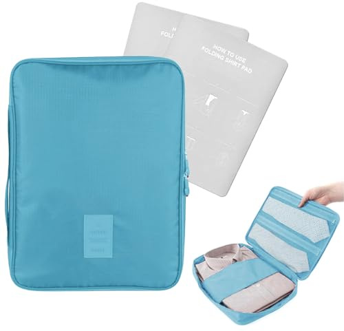 EQLEF® Wrinkle-proof Hemd und Krawatte Aufbewahrungstasche Tragbarer Organizer Hemd mit Handgriff für Reisen Packgeschäftsreise (Hellblau)