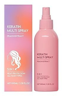 Spray per capelli alla cheratina, balsamo spray senza risciacquo 5 in 1, cura lisciante alla cheratina, idratante, anti crespo, cura levigante K-eratin per tutti i tipi di capelli (1 pz)