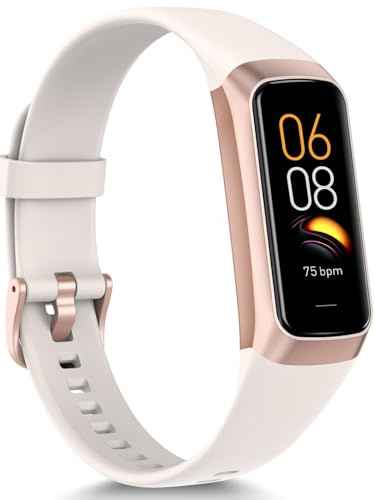 Amethstur Fitness Tracker for Men Women 24/7 Heart Rate, Step Counter,IP68 Waterproof Activity Tracker with 25 Sport Modes with 1.1 AMOLED Touch Color Screen with Android and iOS Phones (White)
