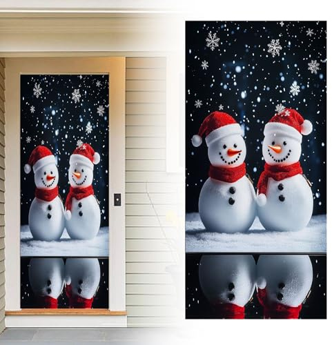Christmas Front Door Decorations Cover, Christmas Fabric Door Cover With Elastic,Christmas Front Door Slip Cover Decorations,Christmas Elastic Fabric Front Door Cover (Multicolor A,1PC)