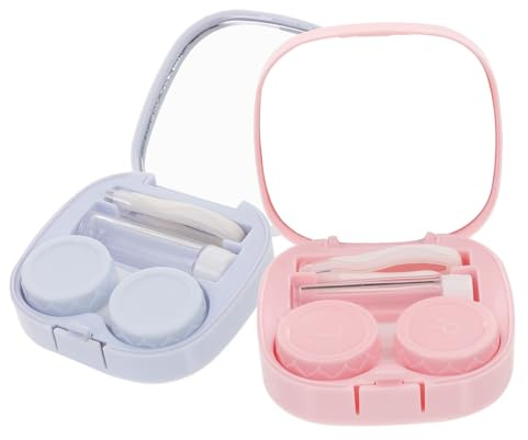 VICASKY 2sätze Kontaktlinsenbehälter Aus Kunststoff Mit Integriertem Spiegel Tragbares Etui Für Reisen Und Outdoor-aktivitäten Sicher Und Praktisch